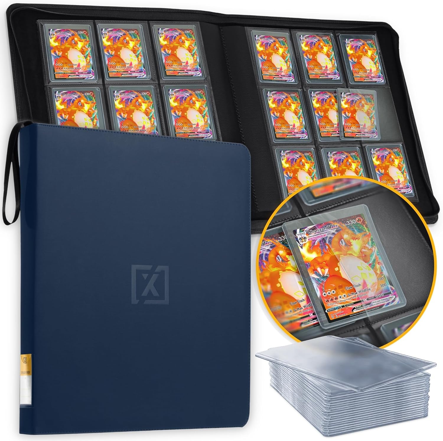 Top Load Card Binder - Compatible with Top-Loading Card Cases - Fits 252 | 20 Premium Loaders Included | 9-Pocket Ringless Double-Sided Pages | Storage for TCG & Sports Cards