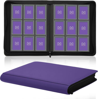 Toploader Binder,Trading Card Binder Storage Hold up 288 Cards 9-Pocket Top Loader Binder with Sleeves for 3"X4" Rigid Toploaders Hard Cases (9Purple6)