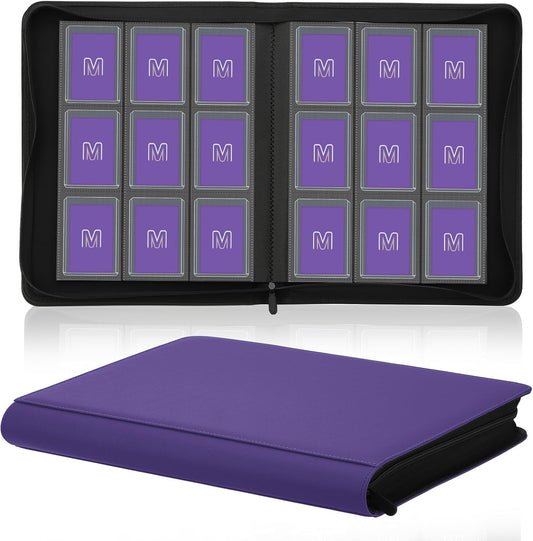 Toploader Binder,Trading Card Binder Storage Hold up 288 Cards 9-Pocket Top Loader Binder with Sleeves for 3"X4" Rigid Toploaders Hard Cases (9Purple6)