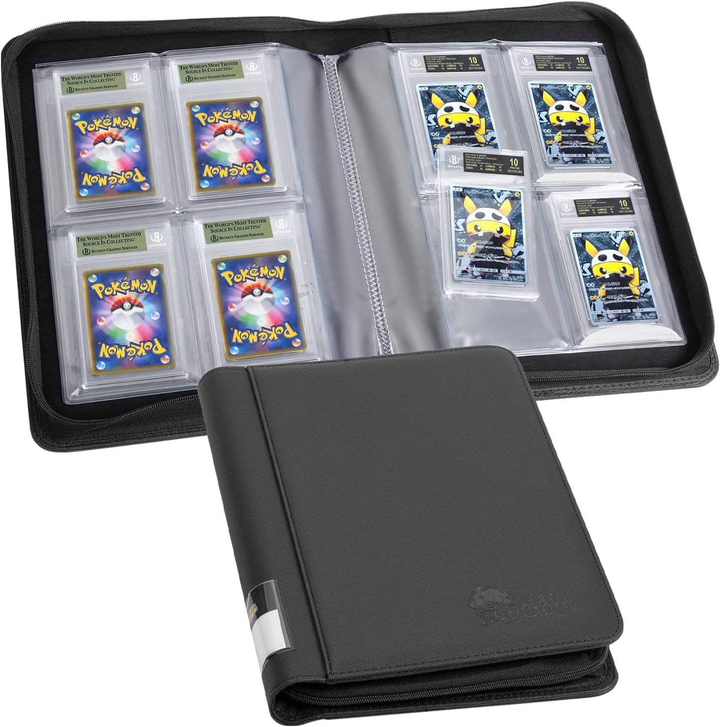 Graded Card Binder – 4-Pocket Slab Binder for PSA, BGS, SGC & All Graded Cards, Graded Card Storage Album, Holds 24 BGS Slabs, Trading Card Slab Holder Case for Collectors, MTG, TCG