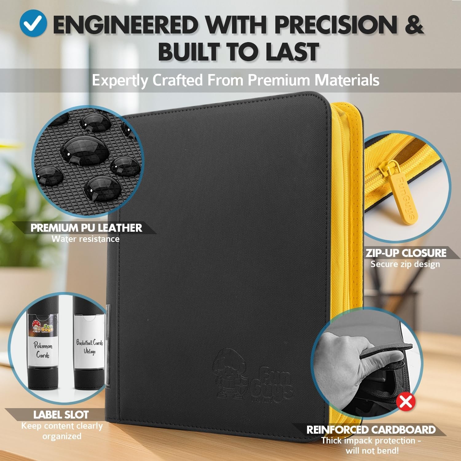 Toploader Binder – 4 Pocket Trading Card Binder for 128 Top Loaders, Pokemon Card Binder, MTG, Yugioh, Sports Cards, TCG Storage Album, Zipper Card Collector Folder