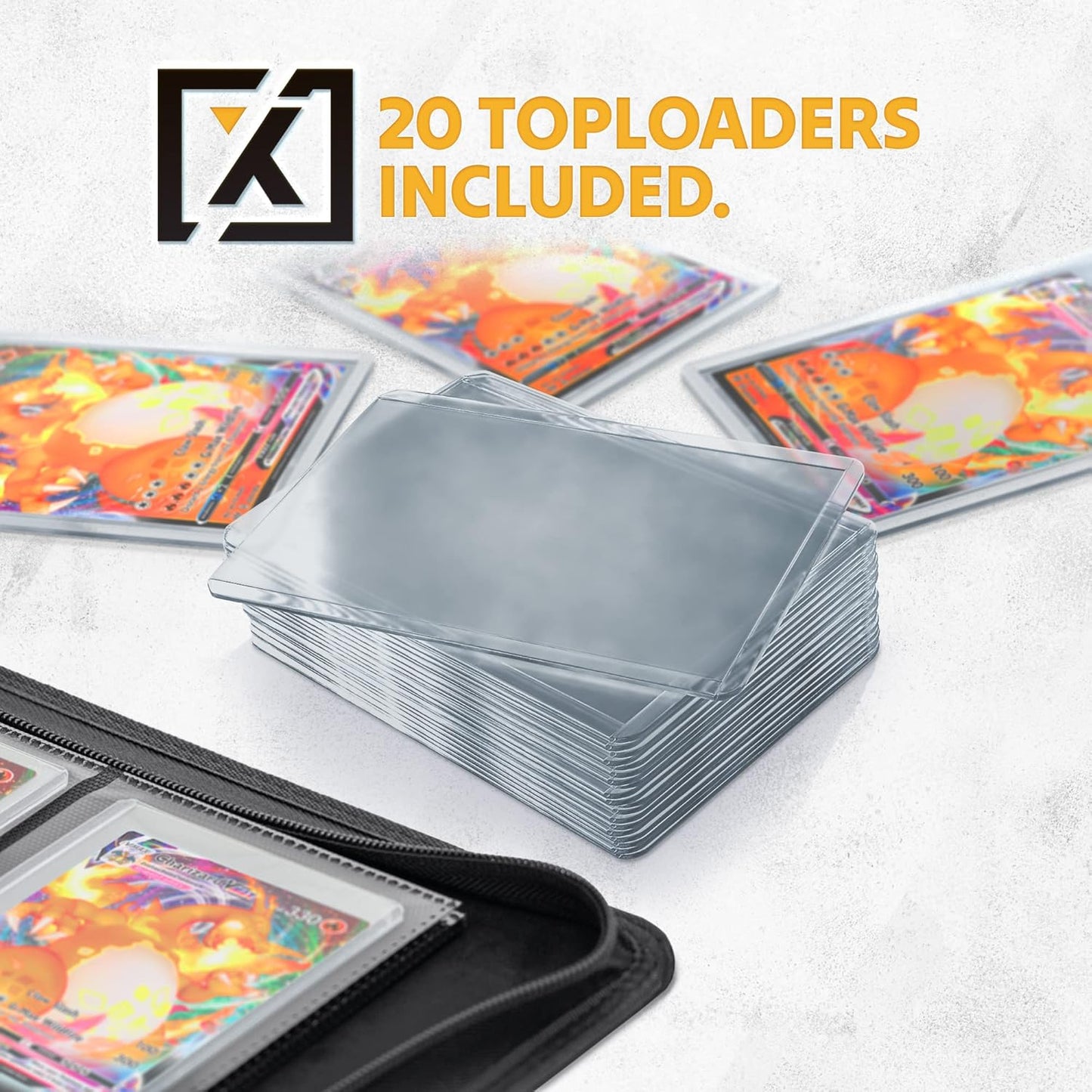 X PRO Top Load Card Binder - Compatible with Top-Loading Card Cases - Fits 252 | 20 Premium Loaders Included | 9-Pocket Ringless Double-Sided Pages | Storage for TCG & Sports Cards