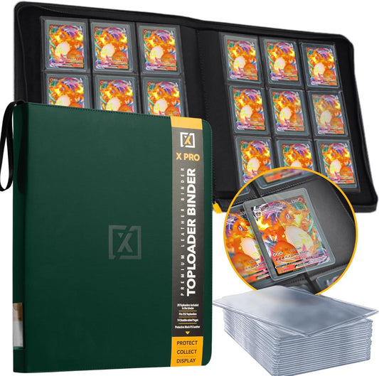 Top Load Card Binder - Compatible with Top-Loading Card Cases - Fits 252 | 20 Premium Loaders Included | 9-Pocket Ringless Double-Sided Pages | Storage for TCG & Sports Cards