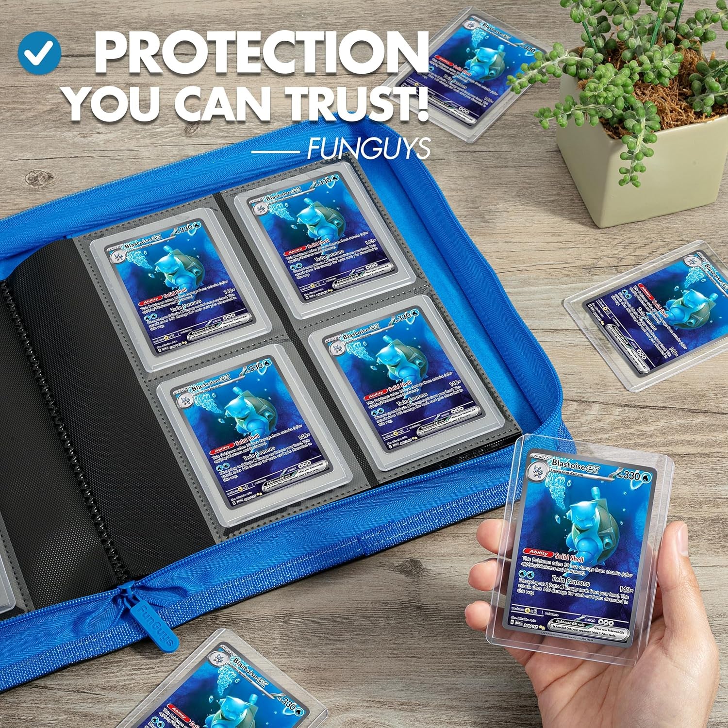 Toploader Binder – 4 Pocket Trading Card Binder for 128 Top Loaders, Pokemon Card Binder, MTG, Yugioh, Sports Cards, TCG Storage Album, Zipper Card Collector Folder