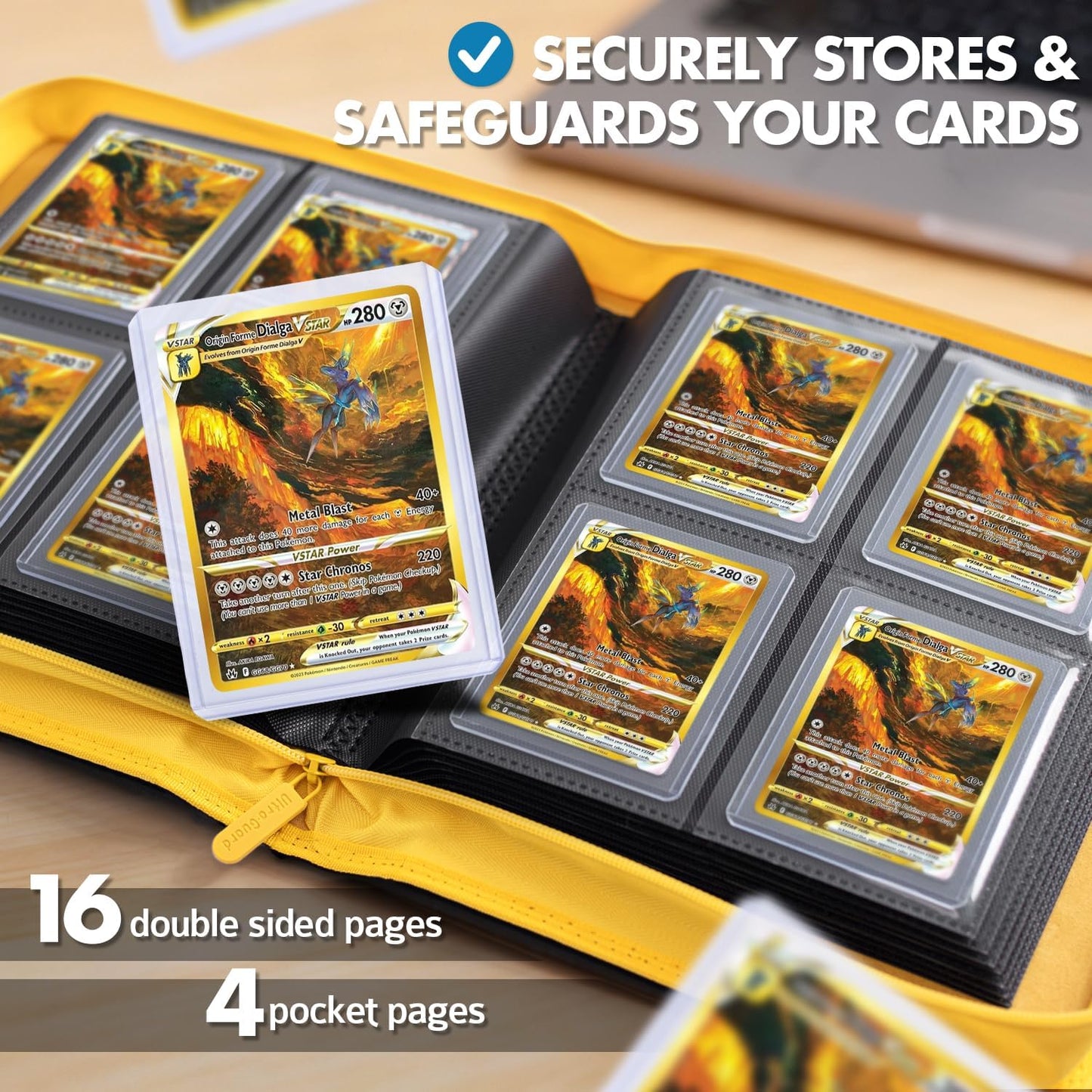 Toploader Binder – 4 Pocket Trading Card Binder for 128 Top Loaders, Pokemon Card Binder, MTG, Yugioh, Sports Cards, TCG Storage Album, Zipper Card Collector Folder