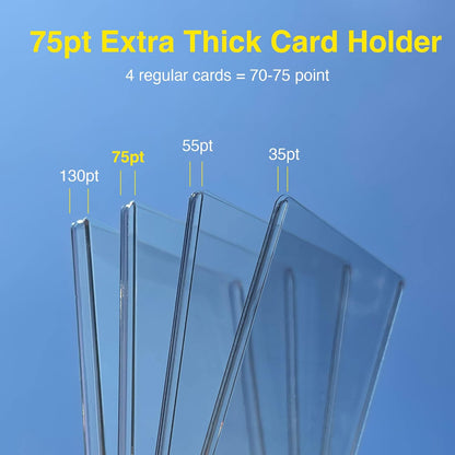75Pt Top Loaders for Cards, 3X4 Extra Thick Holder with Protective Film, Toploader Card Protectors Hard Plastic, 25-Count